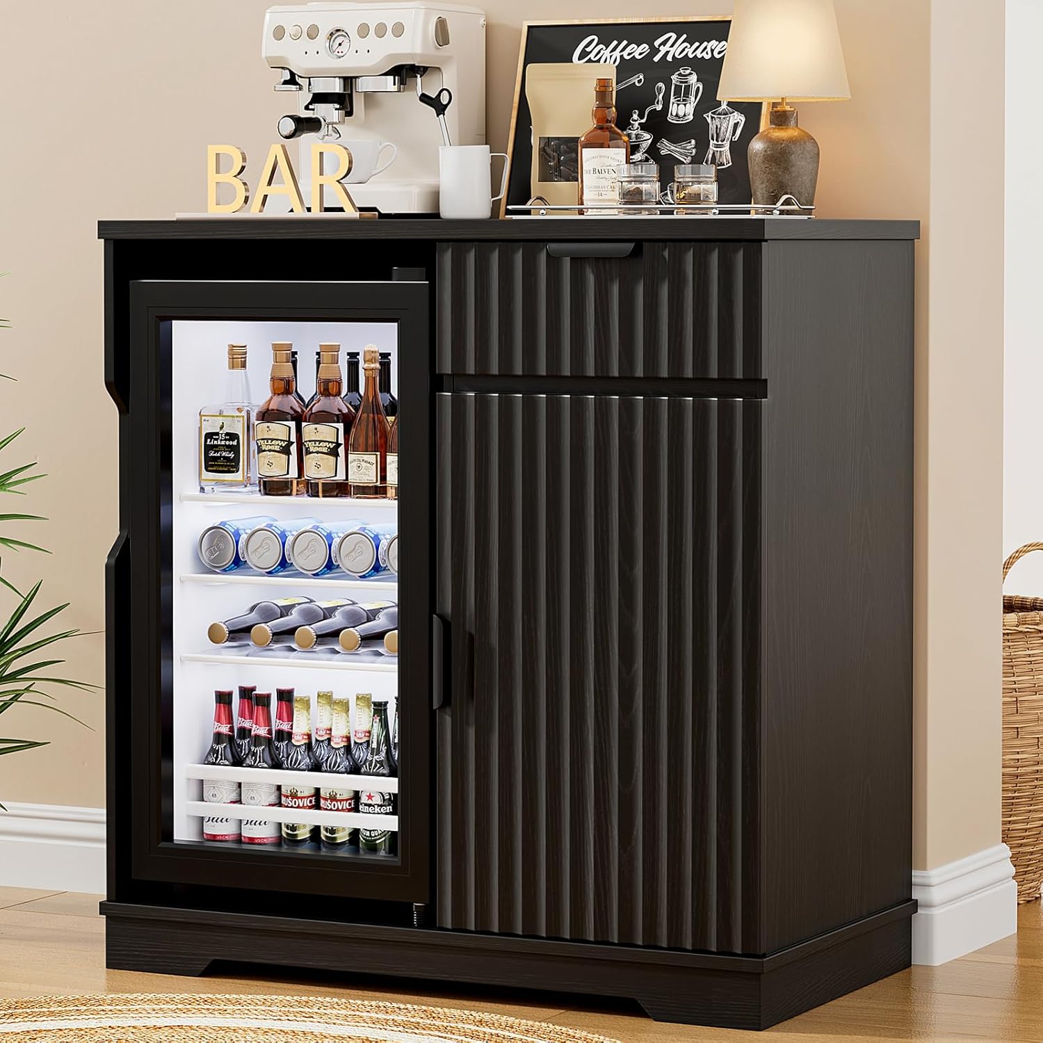 Home Bar And Fridge - Armário Bar Flutuante para Café com
