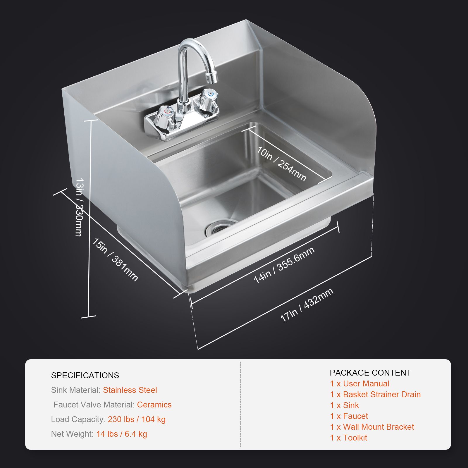 Home Bar Sink - Pia Comercial para Mãos com Torneira